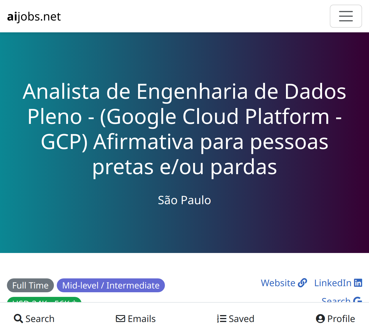 Analista De Engenharia De Dados Pleno Google Cloud Platform GCP