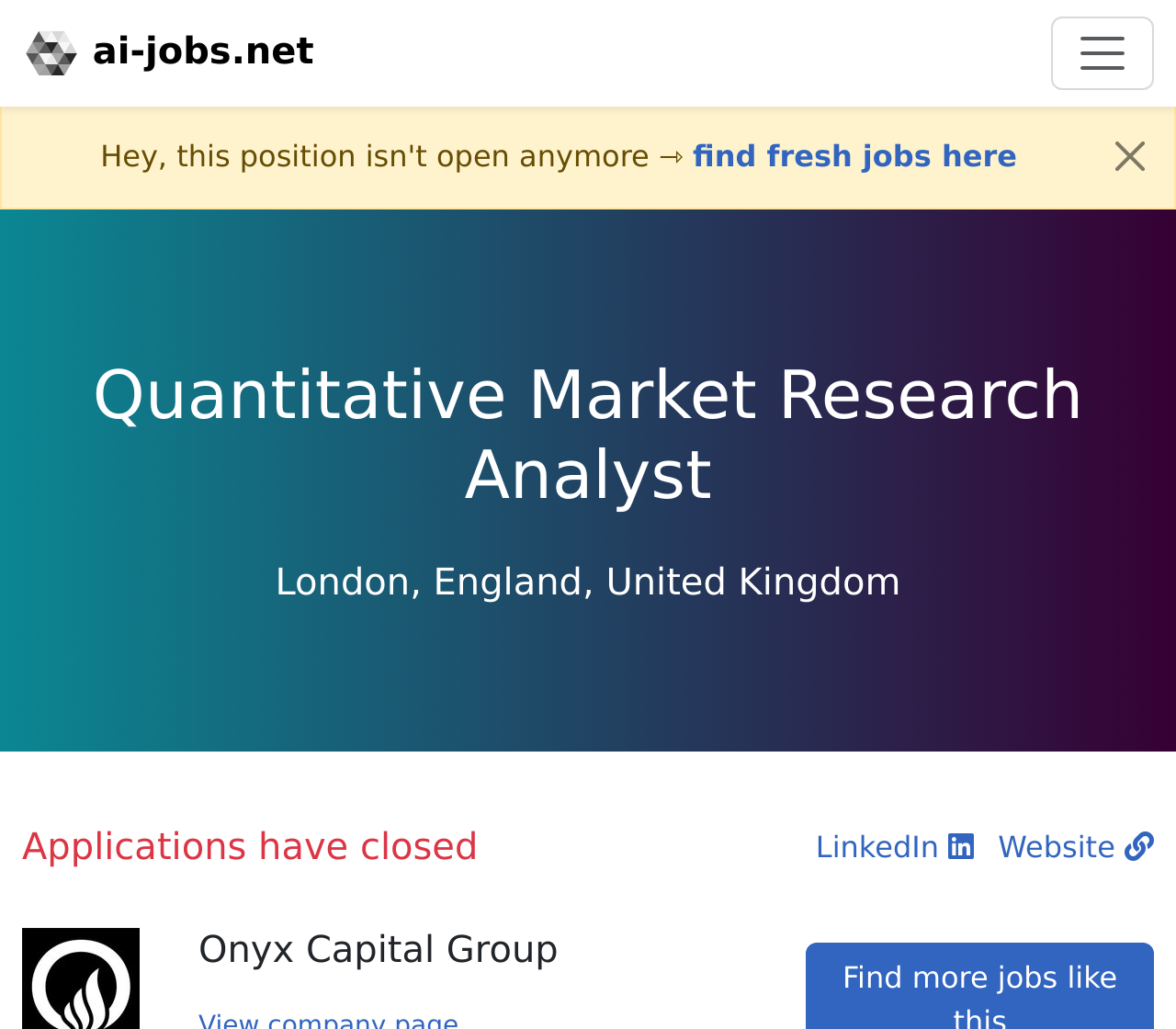 quantitative research jobs london