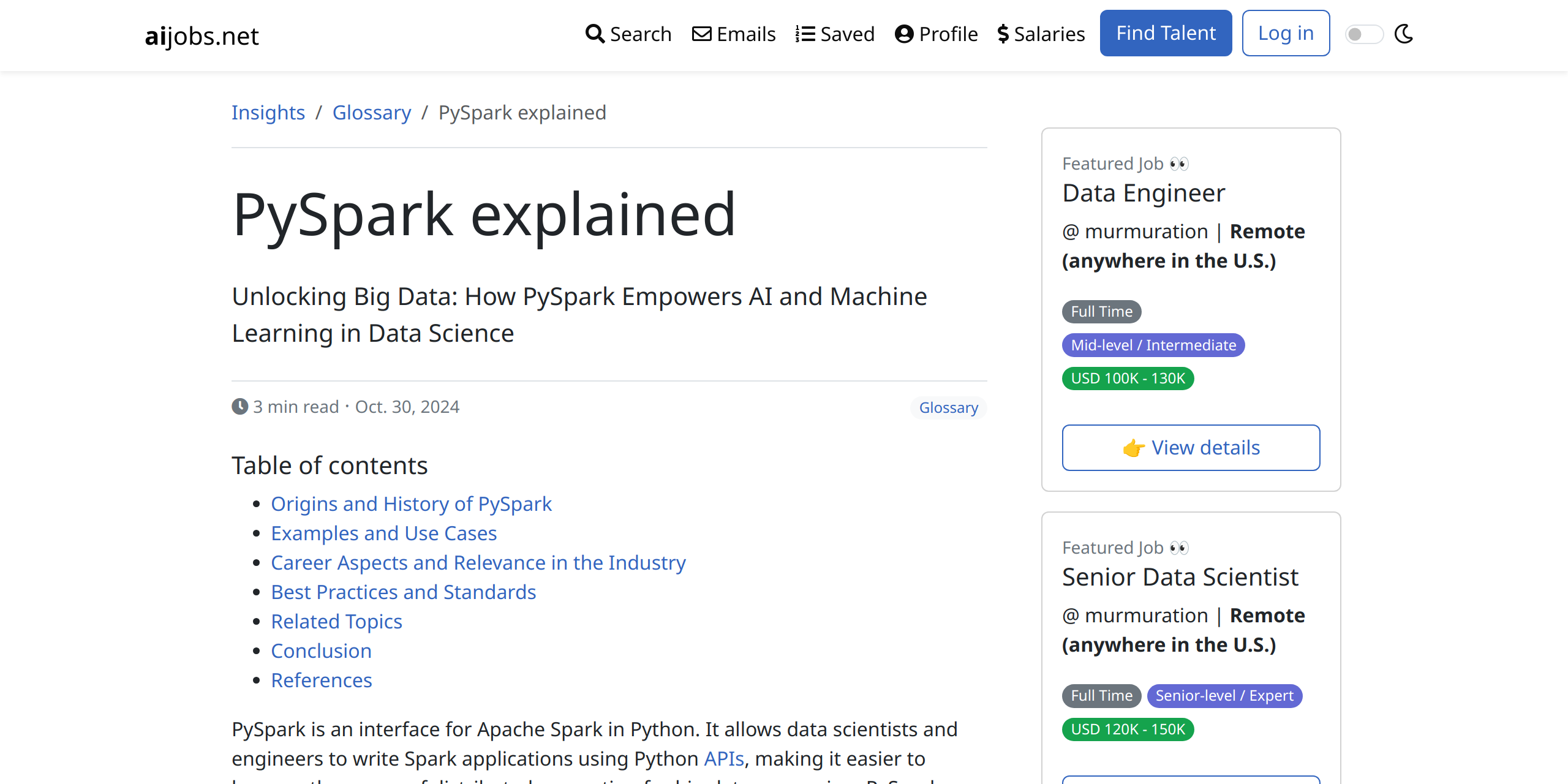 PySpark Explained | Aijobs.net