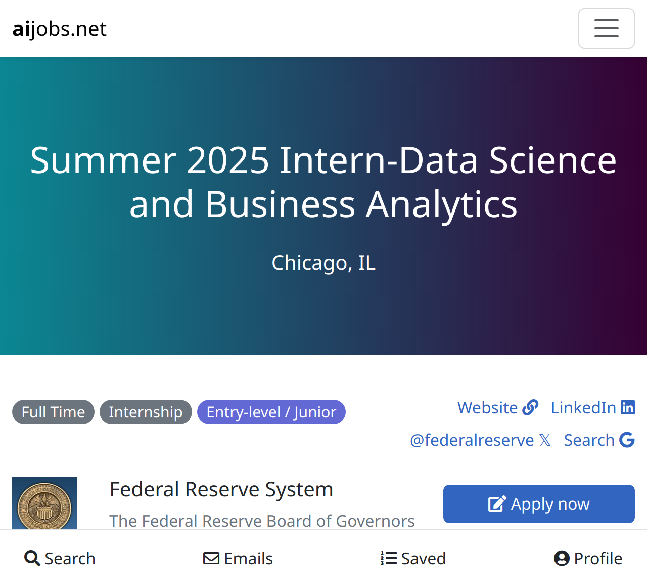 Summer 2025 InternData Science and Business Analytics at Federal