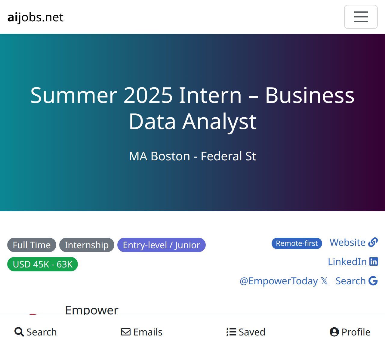 business analyst intern - summer 2025