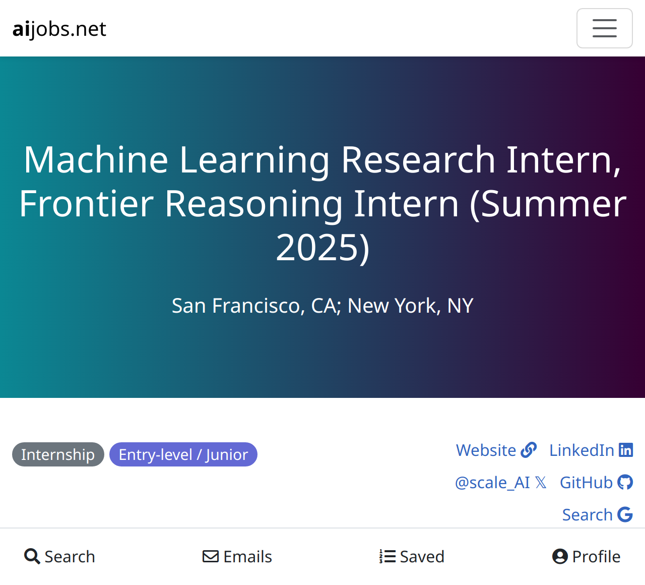 Machine Learning Research Intern, Frontier Reasoning Intern (Summer