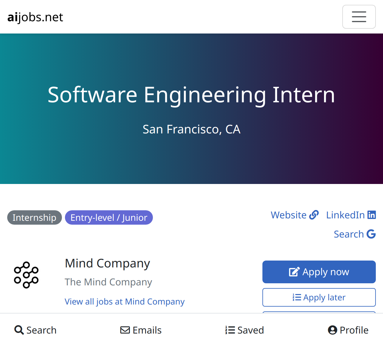 Software Engineering Intern At Mind Company San Francisco Ca