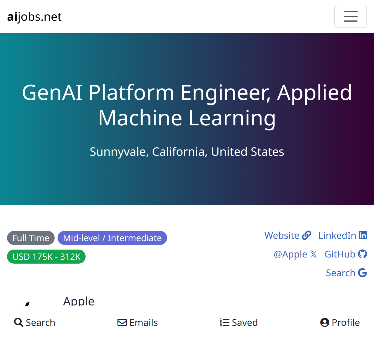 GenAI Platform Engineer, Applied Machine Learning @ Apple