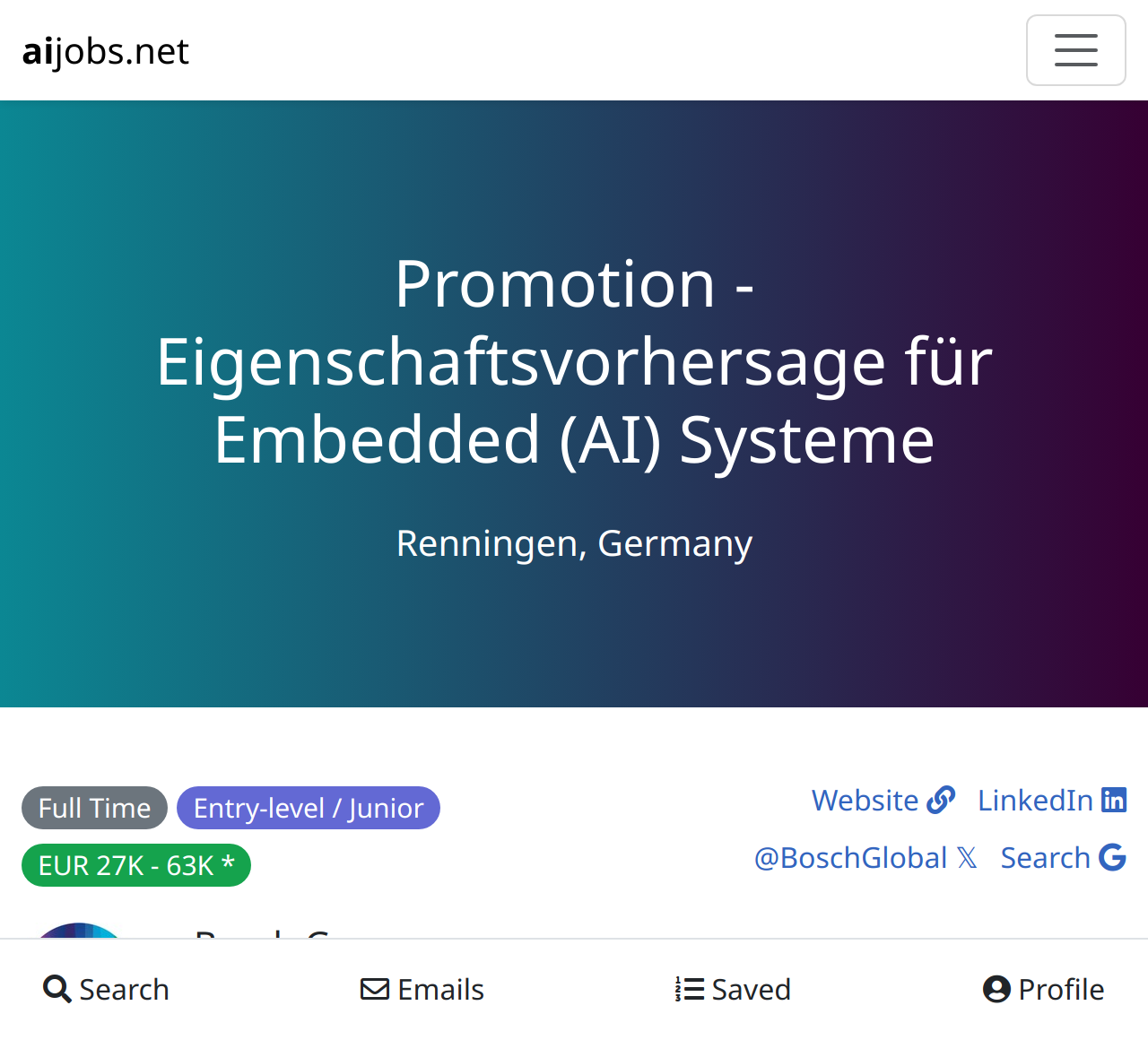 Promotion – Eigenschaftsvorhersage Für Embedded (AI) Systeme @ Bosch Group