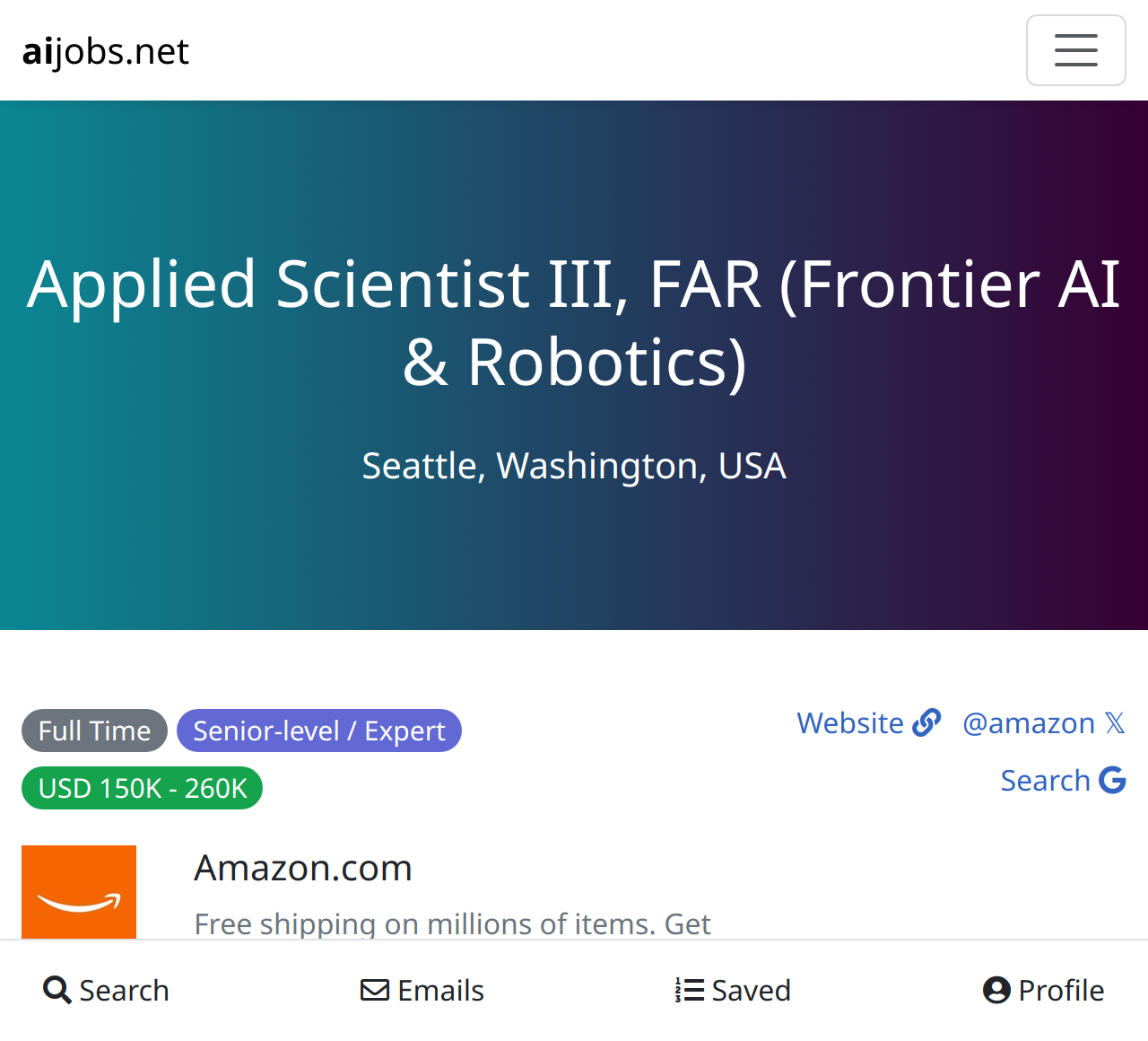 Applied Scientist III, FAR (Frontier AI & Robotics) @ Amazon.com