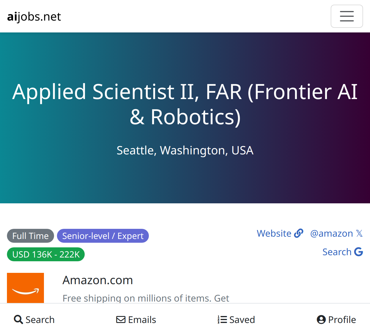 Applied Scientist II, FAR (Frontier AI & Robotics) @ Amazon.com