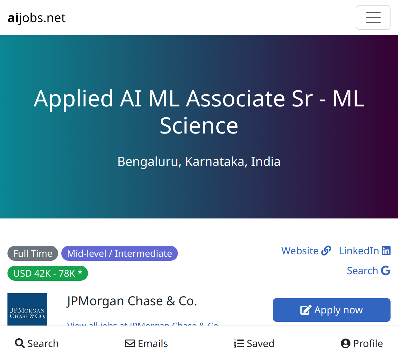 Applied AI ML Associate Sr – ML Science @ JPMorgan Chase & Co.