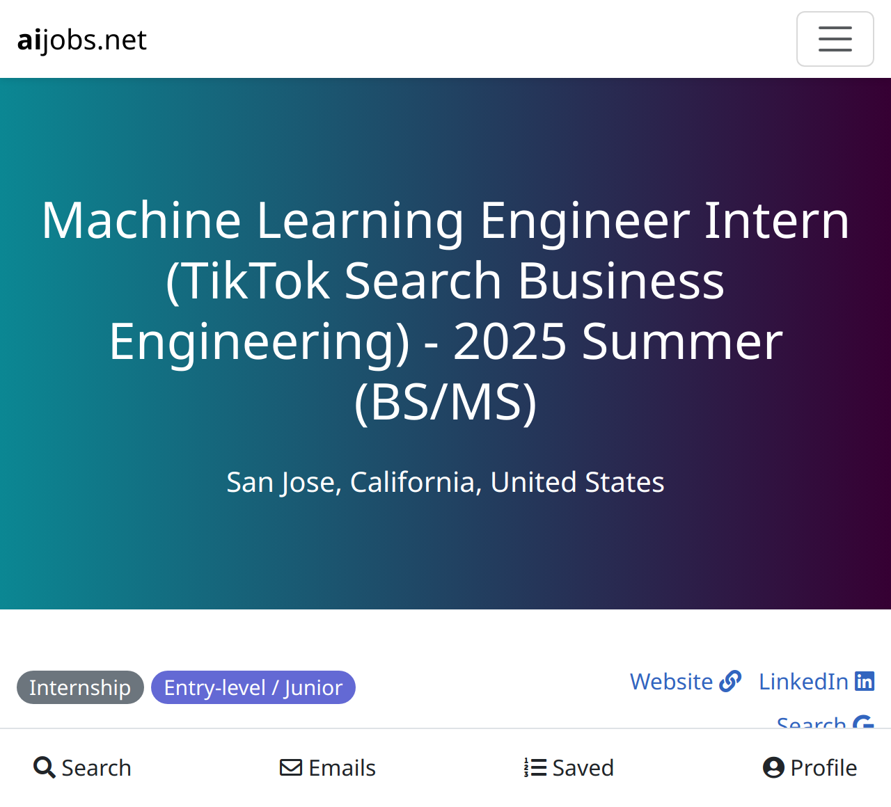 Machine Learning Engineer Intern (TikTok Search Business Engineering