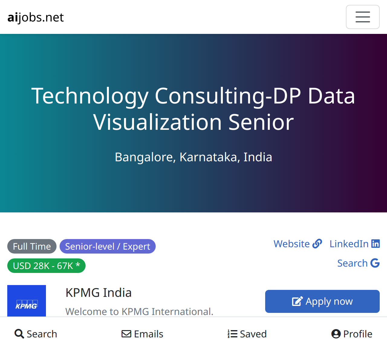 Technology Consulting-dp Data Visualization Senior At Kpmg India 