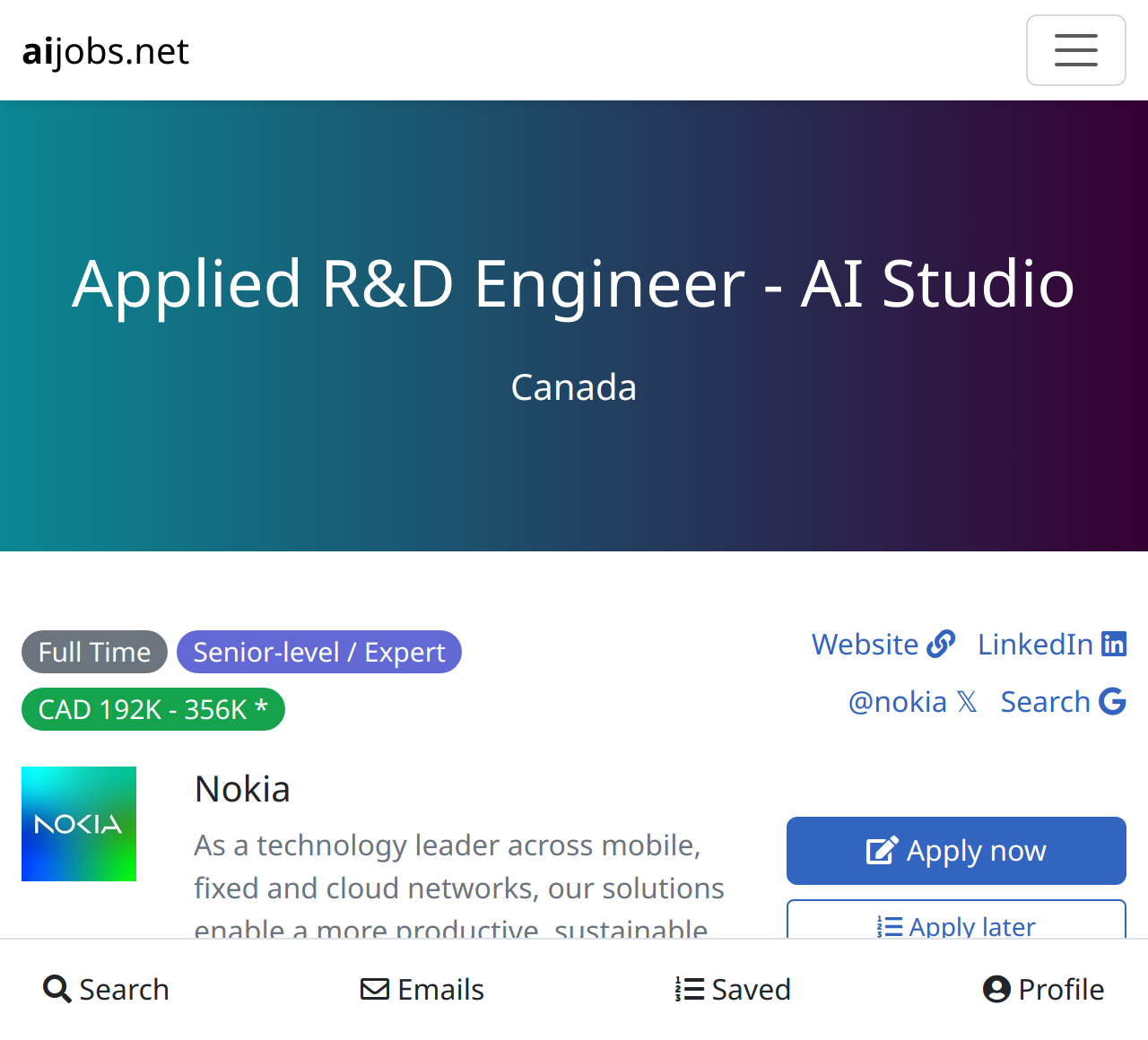 Applied R&D Engineer – AI Studio @ Nokia