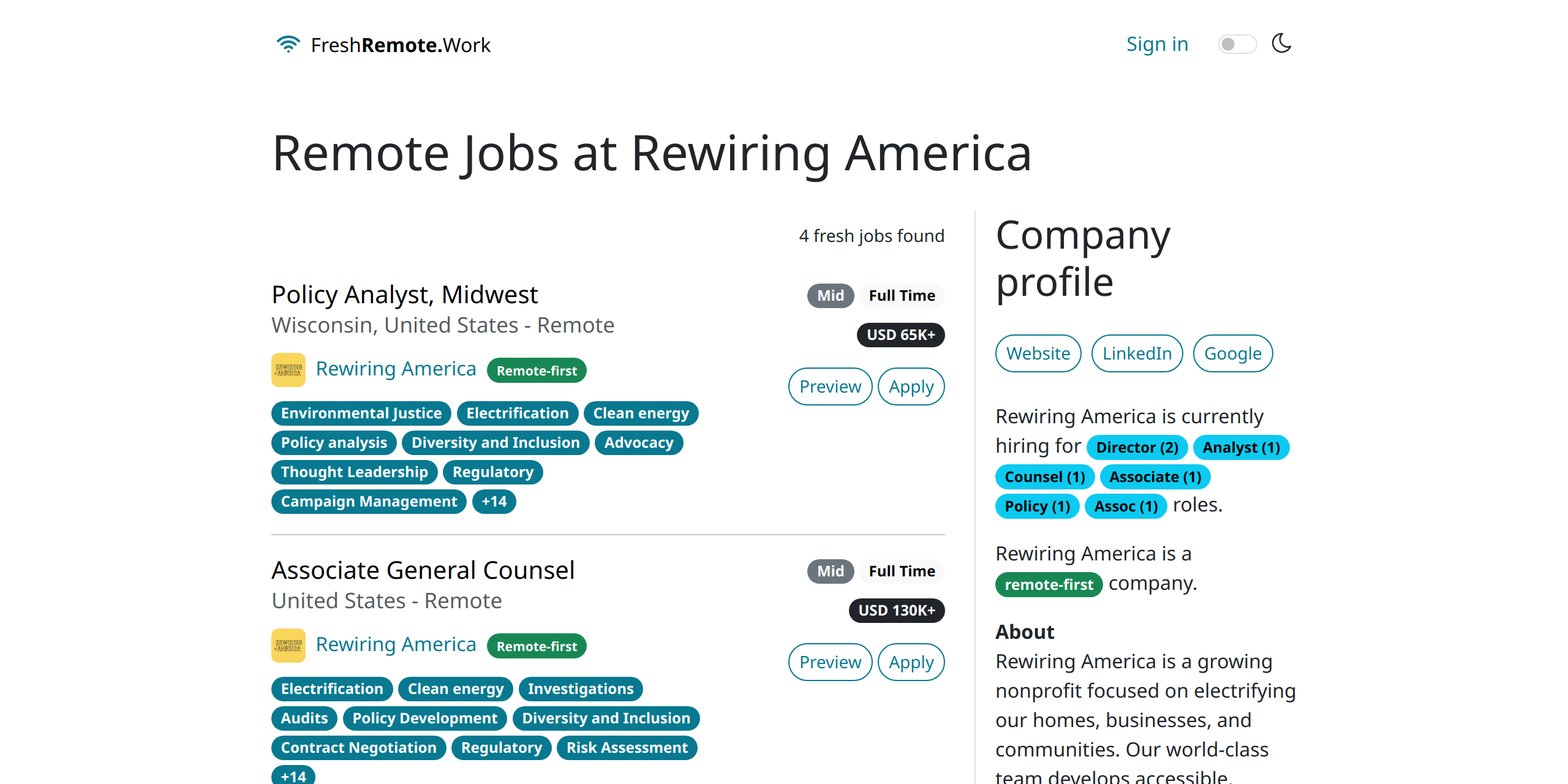 Remote Jobs At Rewiring America | FreshRemote.Work